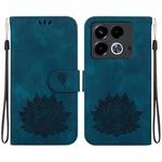 For Infinix Note 40 4G Lotus Embossed Leather Phone Case(Dark Blue)
