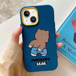 For iPhone 15 Awkward Bear PC Hybrid TPU Phone Case(Royal Blue)