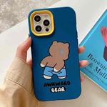 For iPhone 14 Pro Awkward Bear PC Hybrid TPU Phone Case(Royal Blue)