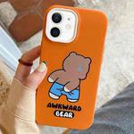 For iPhone 12 mini Awkward Bear PC Hybrid TPU Phone Case(Orange)