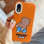 For iPhone XR Awkward Bear PC Hybrid TPU Phone Case(Orange)