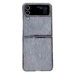 For Samsung Galaxy Z Flip4 PC Side Buckle+Ripples Glitter Paper Full Coverage Phone Case(Silver)