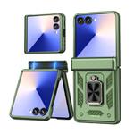 For Samsung Galaxy Z Flip7 5G Sliding Window Hinge Phone Case with Ring Stand(Green)