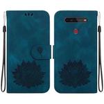 For LG K41S /  K51S Lotus Embossed Leather Phone Case(Dark Blue)