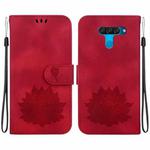 For LG K50 / Q60 Lotus Embossed Leather Phone Case(Red)