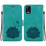 For LG K52 / K62 / Q52 Lotus Embossed Leather Phone Case(Green)