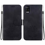 For LG K52 / K62 / Q52 Lotus Embossed Leather Phone Case(Black)
