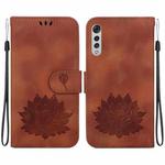 For LG Velvet / Velvet 5G / G9 Lotus Embossed Leather Phone Case(Brown)