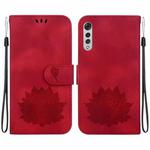 For LG Velvet / Velvet 5G / G9 Lotus Embossed Leather Phone Case(Red)