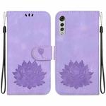 For LG Velvet / Velvet 5G / G9 Lotus Embossed Leather Phone Case(Purple)