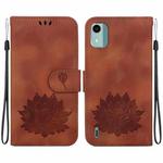 For Nokia C12 Lotus Embossed Leather Phone Case(Brown)