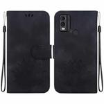 For Nokia C22 Lotus Embossed Leather Phone Case(Black)