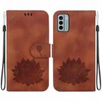 For Nokia G22 Lotus Embossed Leather Phone Case(Brown)