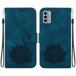 For Nokia G22 Lotus Embossed Leather Phone Case(Dark Blue)