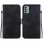 For Nokia G22 Lotus Embossed Leather Phone Case(Black)