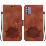 For Nokia G42 Lotus Embossed Leather Phone Case(Brown)