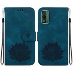 For Nokia XR21 Lotus Embossed Leather Phone Case(Dark Blue)