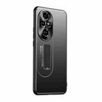 For Honor 200 Frosted Metal Hybrid TPU Holder Phone Case(Black)