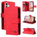 For iPhone 16 Plus Skin Feel Multi-Card Wallet Zipper Leather Phone Case(Red)