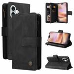 For iPhone 16 Plus Skin Feel Multi-Card Wallet Zipper Leather Phone Case(Black)