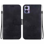 For Motorola Edge 30 Neo /  Edge 30 Lite Lotus Embossed Leather Phone Case(Black)