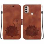 For Motorola Moto E20 / E30 / E40 Lotus Embossed Leather Phone Case(Brown)