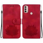 For Motorola Moto E20 / E30 / E40 Lotus Embossed Leather Phone Case(Red)