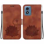For Motorola Moto G Play 4G 2024 Lotus Embossed Leather Phone Case(Brown)