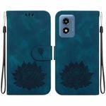 For Motorola Moto G Play 4G 2024 Lotus Embossed Leather Phone Case(Dark Blue)