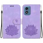 For Motorola Moto G Play 4G 2024 Lotus Embossed Leather Phone Case(Purple)