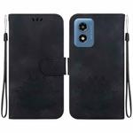 For Motorola Moto G Play 4G 2024 Lotus Embossed Leather Phone Case(Black)