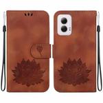 For Motorola Moto G Power 5G 2024 Lotus Embossed Leather Phone Case(Brown)