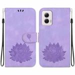 For Motorola Moto G Power 5G 2024 Lotus Embossed Leather Phone Case(Purple)