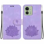 For Motorola Edge 40 Lotus Embossed Leather Phone Case(Purple)