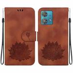 For Motorola Edge 40 Neo Lotus Embossed Leather Phone Case(Brown)