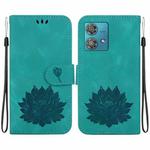 For Motorola Edge 40 Neo Lotus Embossed Leather Phone Case(Green)