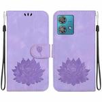 For Motorola Edge 40 Neo Lotus Embossed Leather Phone Case(Purple)
