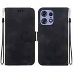 For Motorola Edge 50 Pro Lotus Embossed Leather Phone Case(Black)