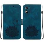 For Motorola Moto E13 Lotus Embossed Leather Phone Case(Dark Blue)