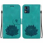 For Motorola Moto E13 Lotus Embossed Leather Phone Case(Green)