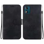 For Motorola Moto E13 Lotus Embossed Leather Phone Case(Black)