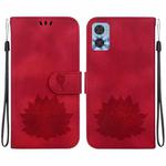 For Motorola Moto E22 / E22i Lotus Embossed Leather Phone Case(Red)