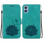 For Motorola Moto E22 / E22i Lotus Embossed Leather Phone Case(Green)