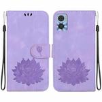 For Motorola Moto E22 / E22i Lotus Embossed Leather Phone Case(Purple)