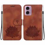 For Motorola Moto G04 / G24 Lotus Embossed Leather Phone Case(Brown)