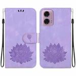 For Motorola Moto G04 / G24 Lotus Embossed Leather Phone Case(Purple)
