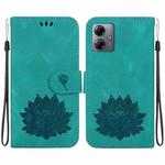 For Motorola Moto G14 Lotus Embossed Leather Phone Case(Green)