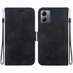 For Motorola Moto G14 Lotus Embossed Leather Phone Case(Black)