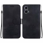 For Motorola Moto G34 Lotus Embossed Leather Phone Case(Black)