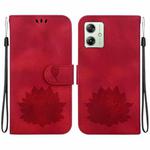 For Motorola Moto G54 Lotus Embossed Leather Phone Case(Red)